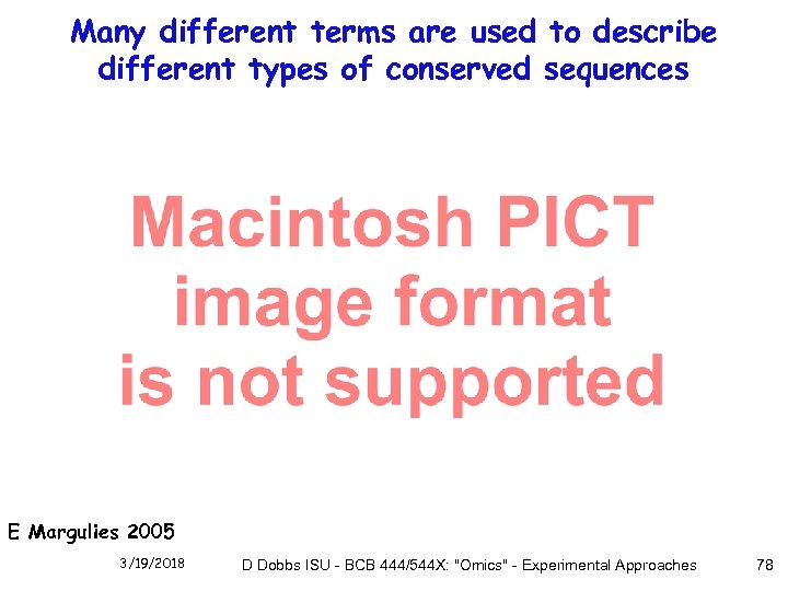 Many different terms are used to describe different types of conserved sequences E Margulies