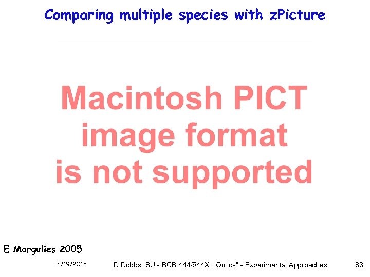 Comparing multiple species with z. Picture E Margulies 2005 3/19/2018 D Dobbs ISU -