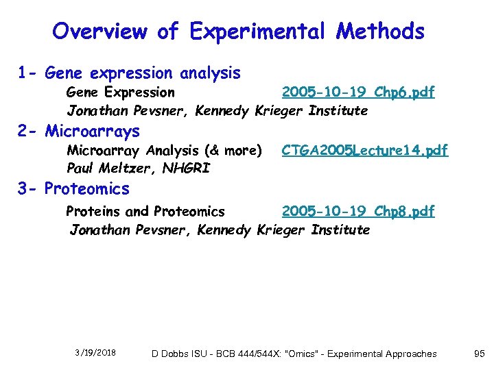 Overview of Experimental Methods 1 - Gene expression analysis Gene Expression 2005 -10 -19_Chp