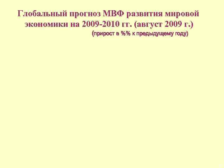  Глобальный прогноз МВФ развития мировой экономики на 2009 -2010 гг. (август 2009 г.