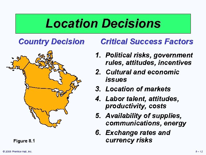 Location Decisions Country Decision Figure 8. 1 © 2008 Prentice Hall, Inc. Critical Success