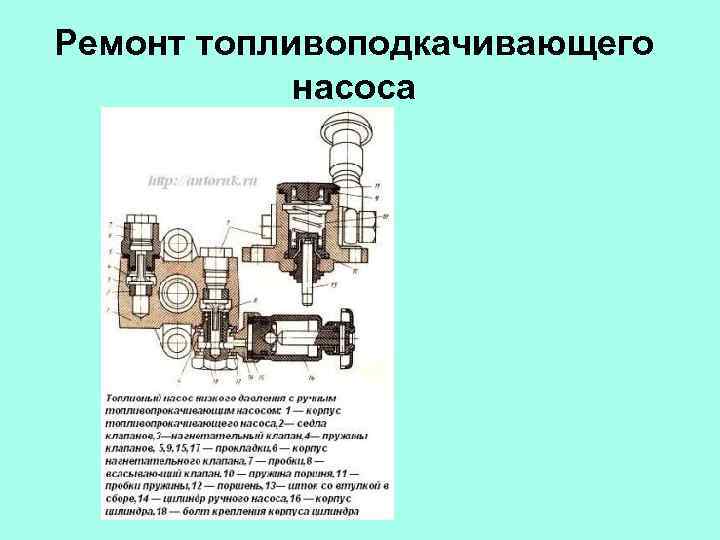 Ремонт топливоподкачивающего насоса 