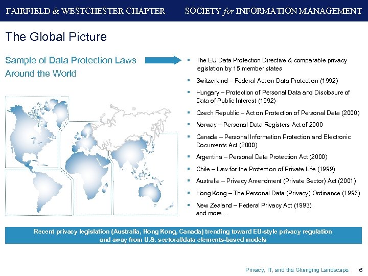 FAIRFIELD & WESTCHESTER CHAPTER SOCIETY for INFORMATION MANAGEMENT The Global Picture Sample of Data