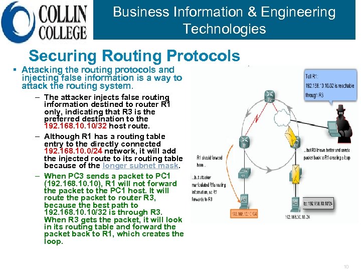 Business Information & Engineering Technologies Securing Routing Protocols § Attacking the routing protocols and