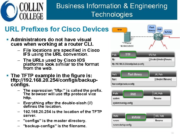 Business Information & Engineering Technologies URL Prefixes for Cisco Devices § Administrators do not