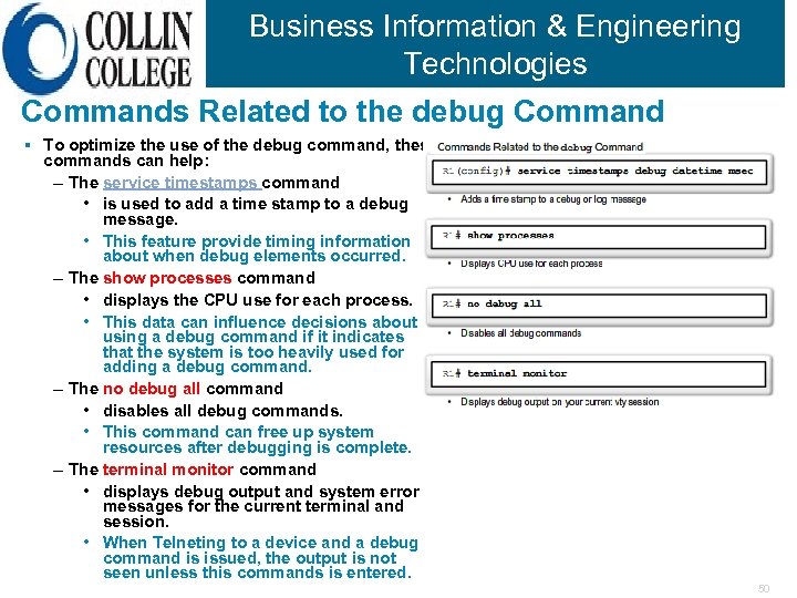 Business Information & Engineering Technologies Commands Related to the debug Command § To optimize