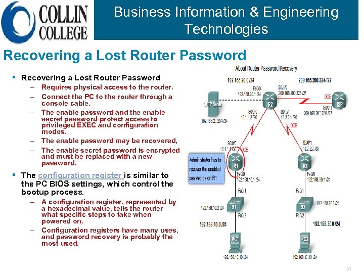 Business Information & Engineering Technologies Recovering a Lost Router Password § Recovering a Lost