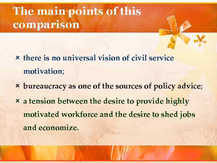 The main points of this comparison û there is no universal vision of civil