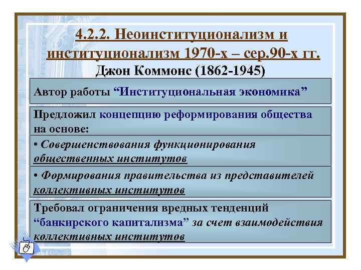 4. 2. 2. Неоинституционализм и институционализм 1970 -х – сер. 90 -х гг. Джон