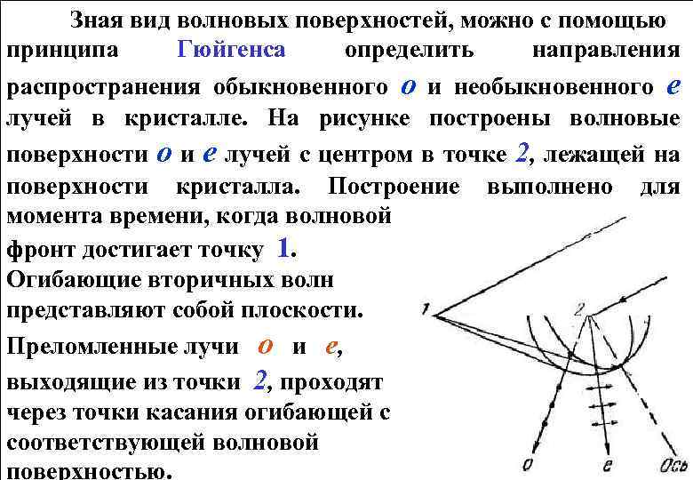 На рисунке изображены волновые поверхности о и е лучей в одноосном кристалле