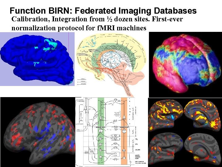 Function BIRN: Federated Imaging Databases Calibration, Integration from ½ dozen sites. First-ever normalization protocol