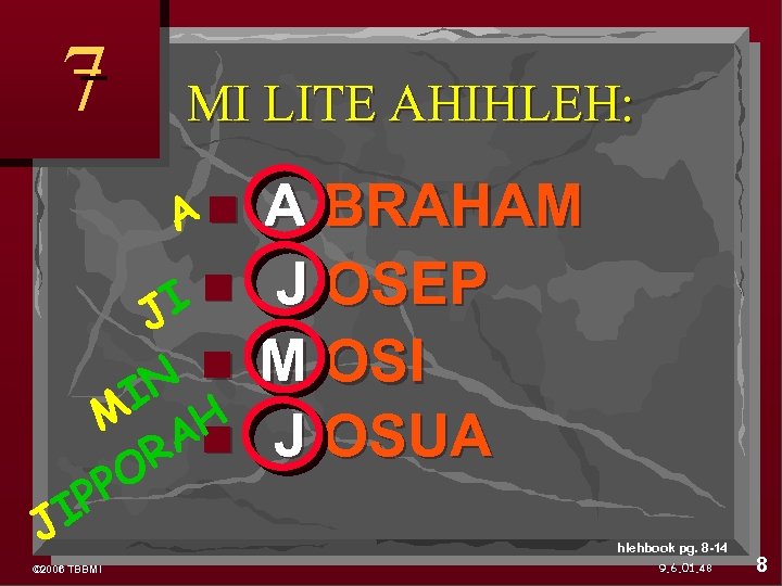 7 MI LITE AHIHLEH: A I J IN M H A R PO P