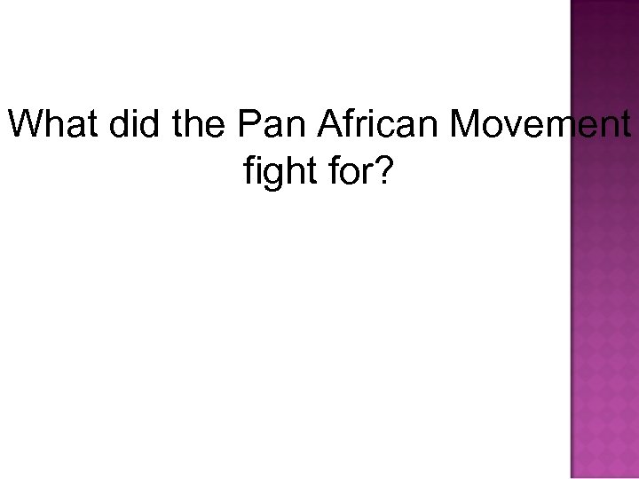 What did the Pan African Movement fight for? 