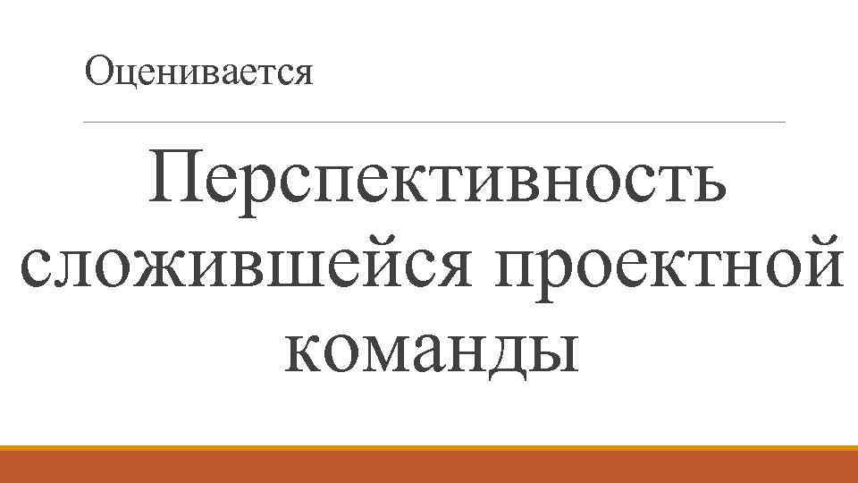 Оценивается Перспективность сложившейся проектной команды 