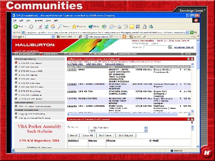 Communities Knowledge Central. my. Halliburton. com SM 