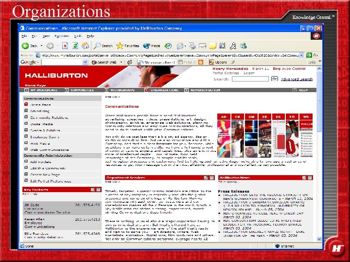 Organizations Knowledge Central. my. Halliburton. com SM 