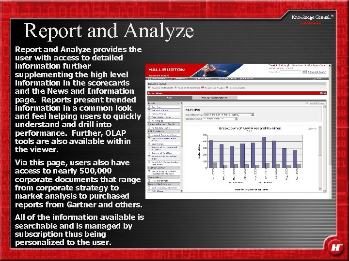 Report and Analyze provides the user with access to detailed information further supplementing the