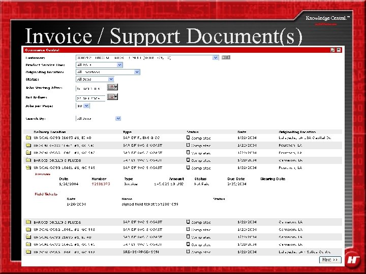 Knowledge Central. Invoice / Support Document(s) my. Halliburton. com SM 