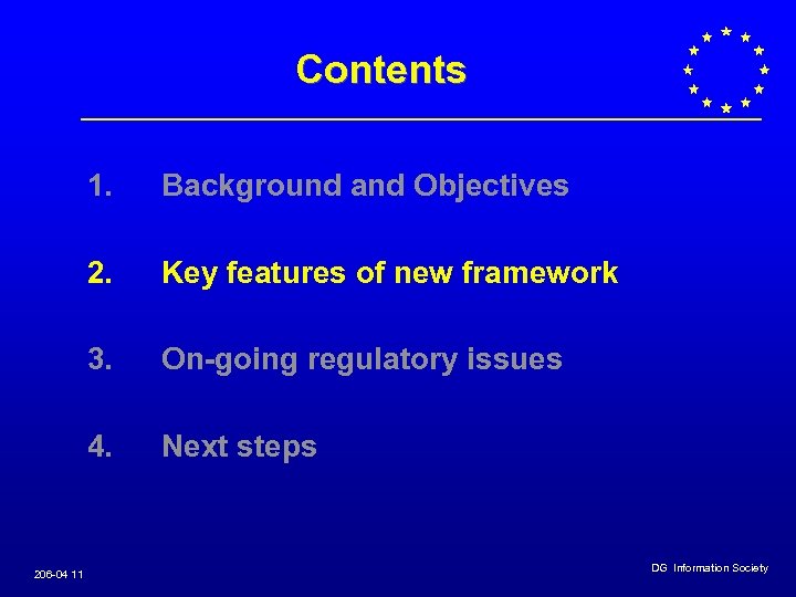 Contents 1. 2. Key features of new framework 3. On-going regulatory issues 4. 206