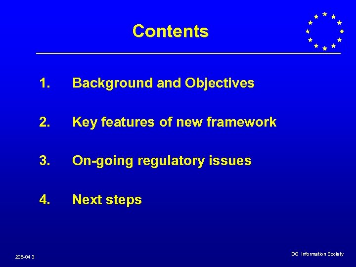 Contents 1. 2. Key features of new framework 3. On-going regulatory issues 4. 206