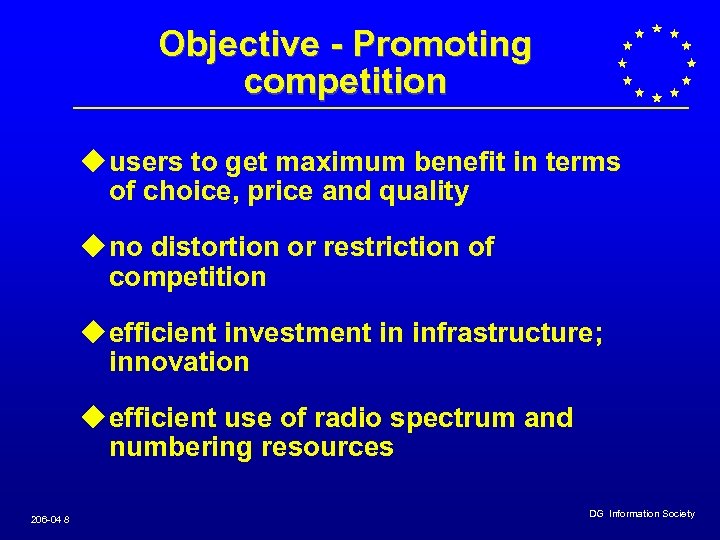 Objective - Promoting competition u users to get maximum benefit in terms of choice,