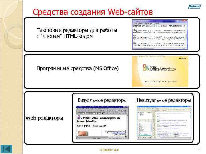 Средства создания Web-сайтов Текстовые редакторы для работы с 