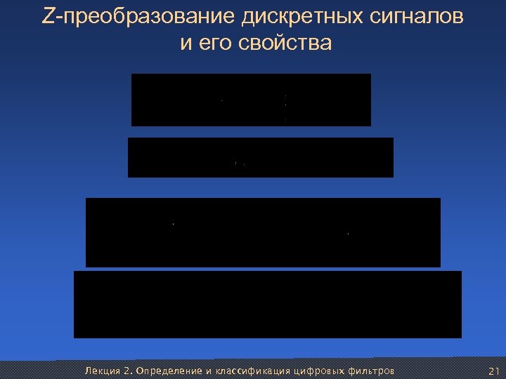 Z-преобразование дискретных сигналов и его свойства Лекция 2. Определение и классификация цифровых фильтров 21