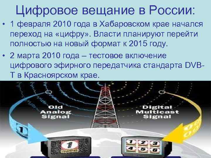 Цифровое вещание в России: • 1 февраля 2010 года в Хабаровском крае начался переход