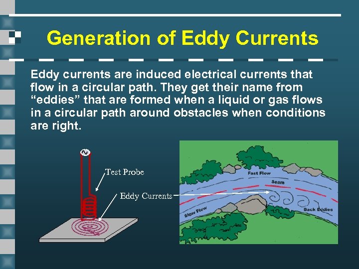 Generation of Eddy Currents Eddy currents are induced electrical currents that flow in a