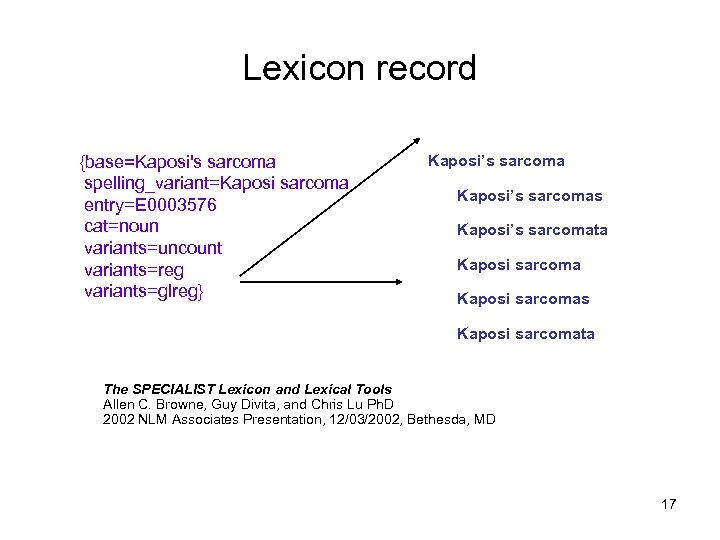 Lexicon record {base=Kaposi's sarcoma spelling_variant=Kaposi sarcoma entry=E 0003576 cat=noun variants=uncount variants=reg variants=glreg} Kaposi’s sarcomas