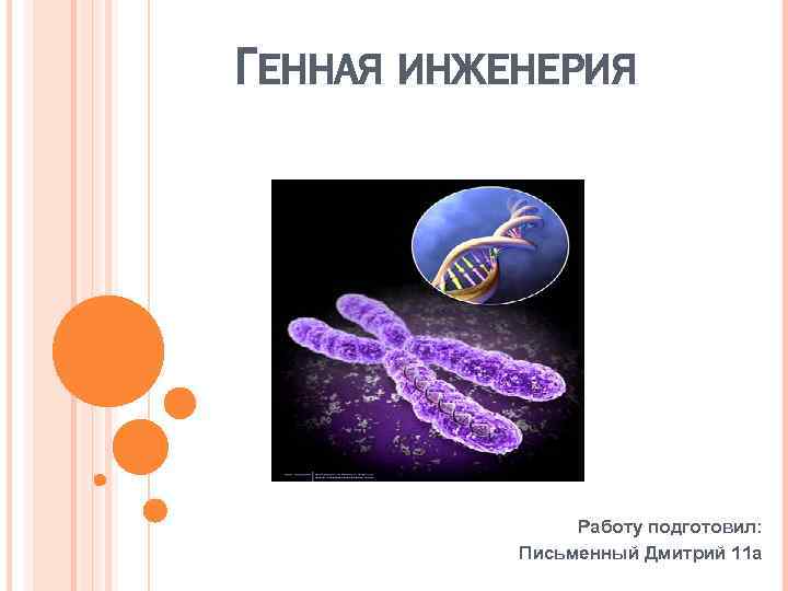 ГЕННАЯ ИНЖЕНЕРИЯ Работу подготовил: Письменный Дмитрий 11 а 