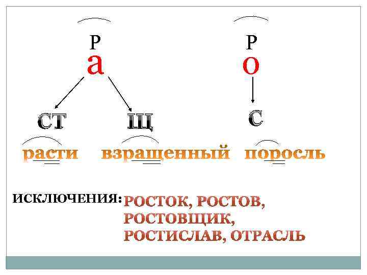 Р Р а СТ ИСКЛЮЧЕНИЯ: о Щ С 