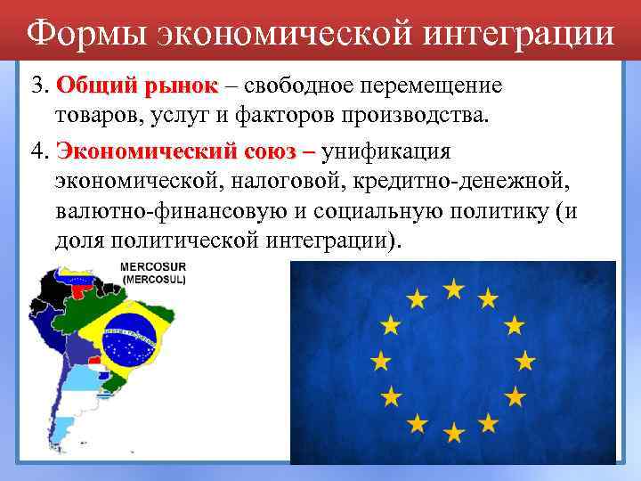 Интеграция в международный рынок. Формы межгосударственной экономической интеграции. Экономическая интеграция общий рынок. Формы международной экономической интеграции Свободный рынок. Общий рынок примеры стран.