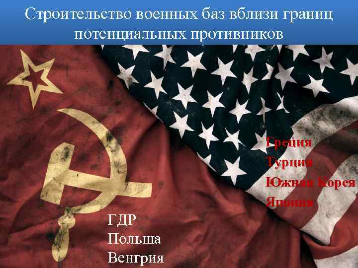 Строительство военных баз вблизи границ потенциальных противников Греция Турция Южная Корея Япония ГДР Польша