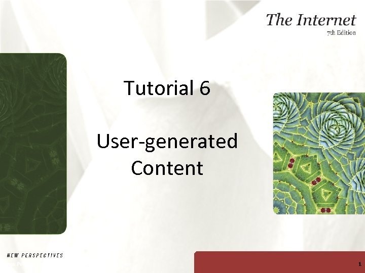 Tutorial 6 User-generated Content New Perspectives on The Internet, Seventh Edition 1 