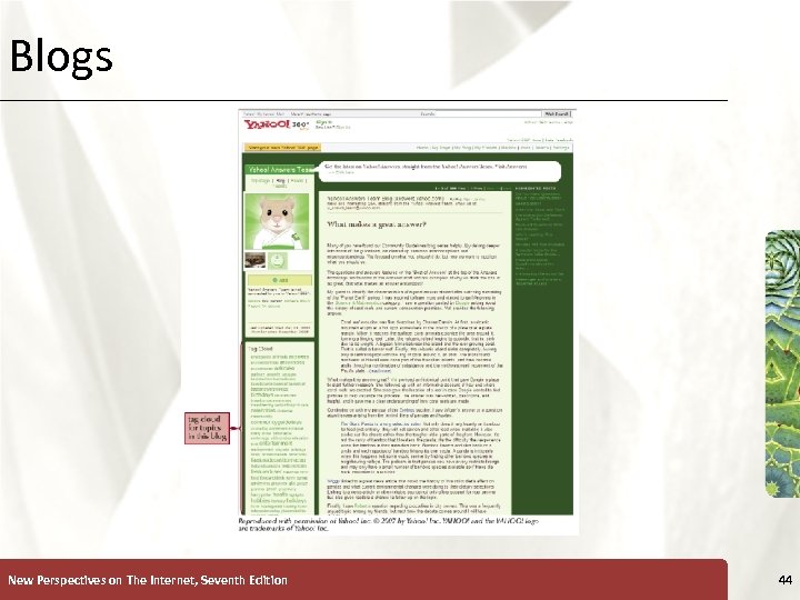 Blogs New Perspectives on The Internet, Seventh Edition XP 44 