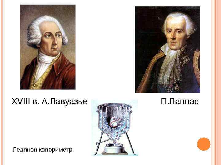 XVIII в. А. Лавуазье П. Лаплас Ледяной калориметр 