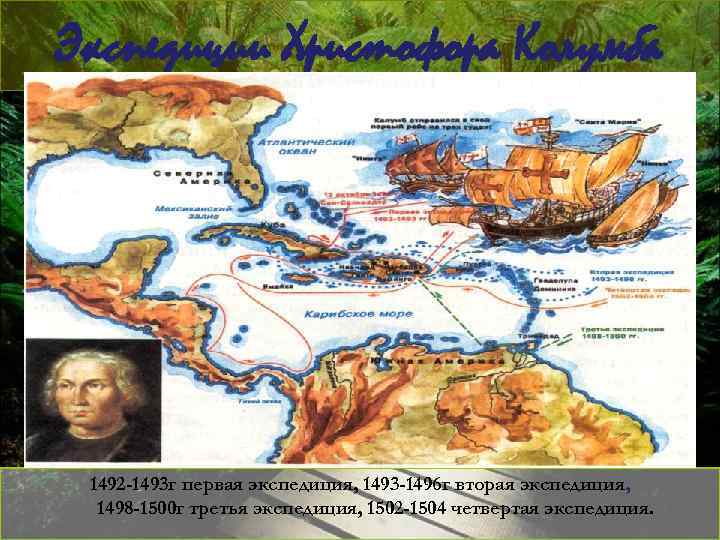 Экспедиции Христофора Колумба 1492 -1493 г первая экспедиция, 1493 -1496 г вторая экспедиция, 1498