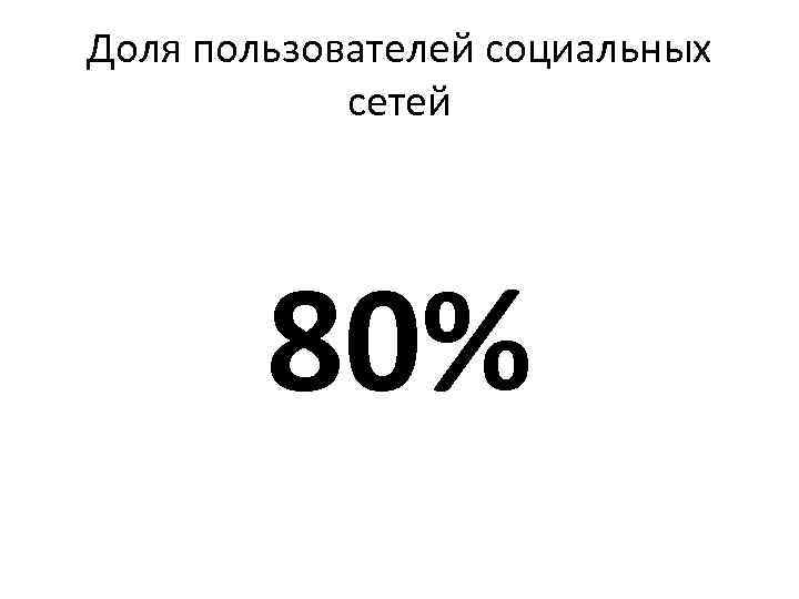 Доля пользователей социальных сетей 80% 