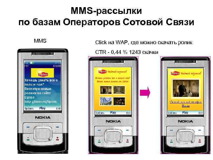 MMS-рассылки по базам Операторов Сотовой Связи MMS Click на WAP, где можно скачать ролик