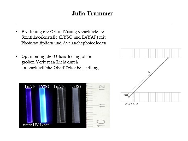 Julia Trummer • Bestimung der Ortsauflösung verschiedener Szintillatorkristalle (LYSO und Lu. YAP) mit Photomultipliern