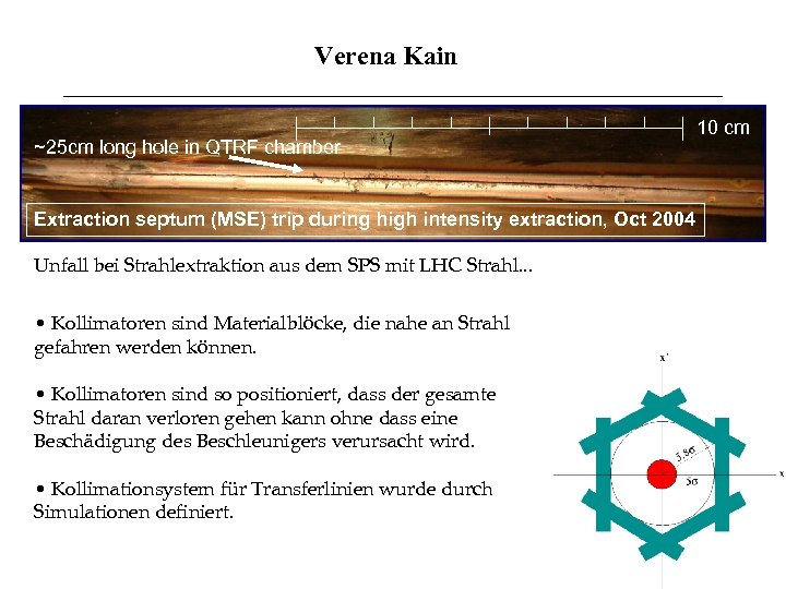 Verena Kain ~25 cm long hole in QTRF chamber Extraction septum (MSE) trip during