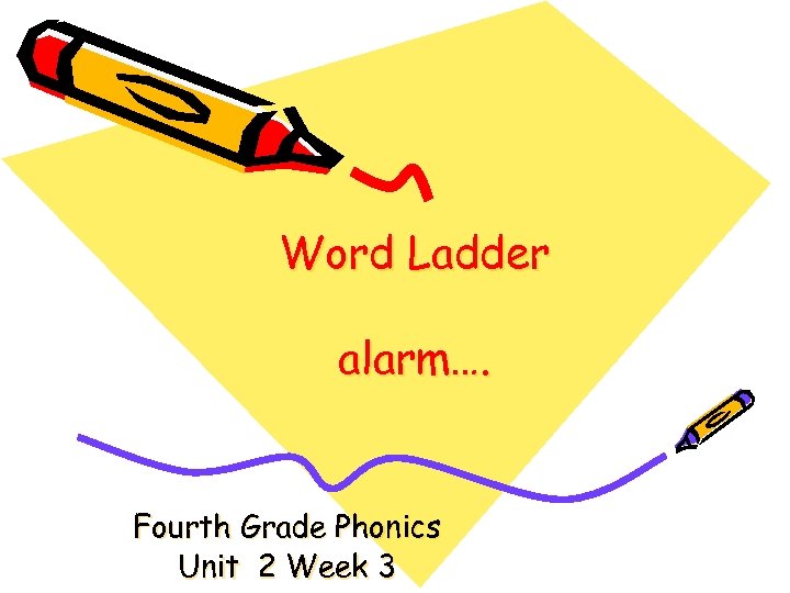 Word Ladder alarm…. Fourth Grade Phonics Unit 2 Week 3 