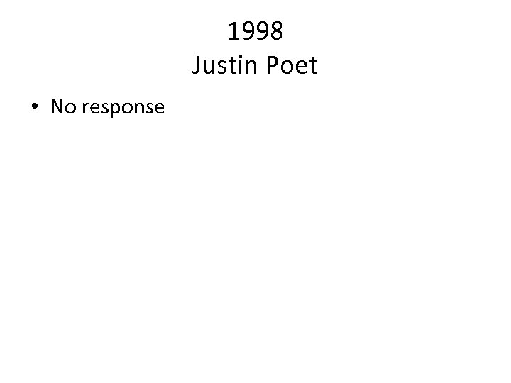 1998 Justin Poet • No response 