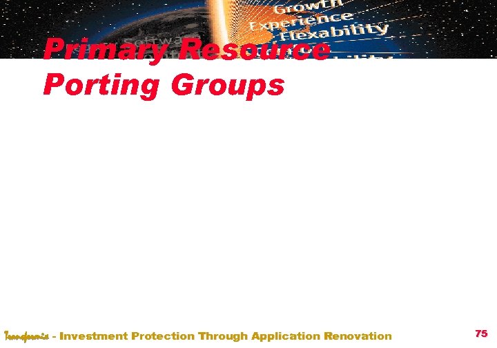 Primary Resource Porting Groups Transformix - Investment Protection Through Application Renovation 75 