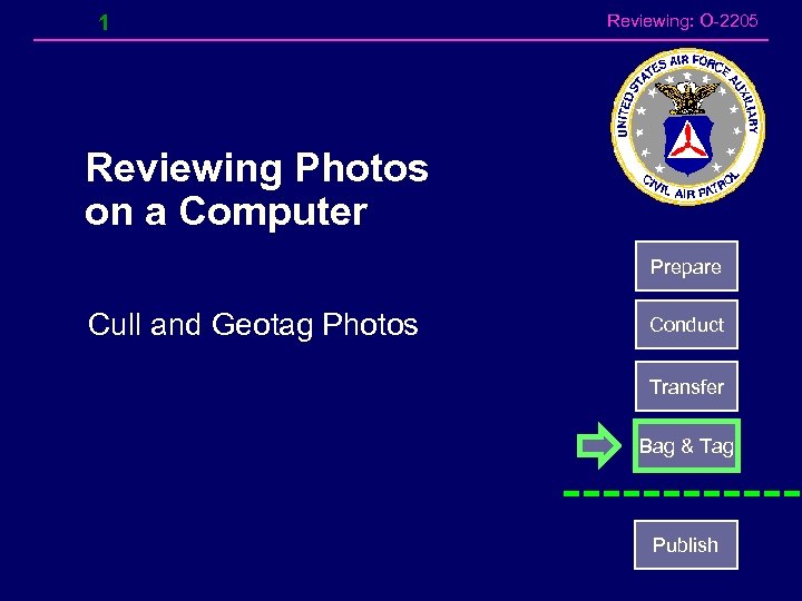 1 Reviewing: O-2205 Reviewing Photos on a Computer Prepare Cull and Geotag Photos Conduct