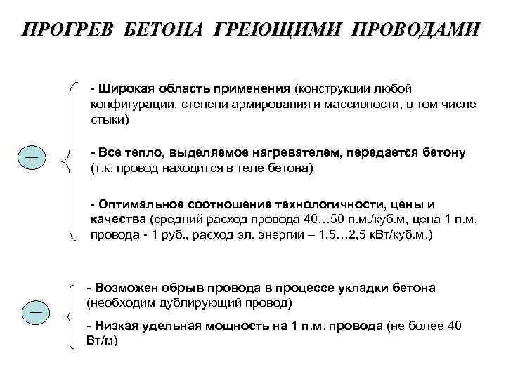 ПРОГРЕВ БЕТОНА ГРЕЮЩИМИ ПРОВОДАМИ - Широкая область применения (конструкции любой конфигурации, степени армирования и