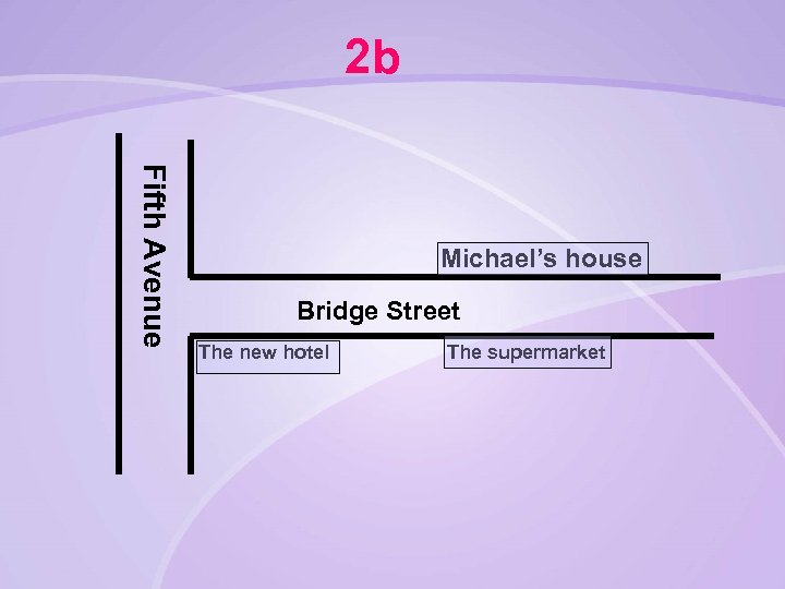 2 b Fifth Avenue Michael’s house Bridge Street The new hotel The supermarket 