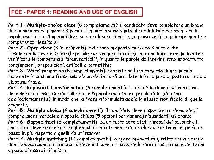 FCE - PAPER 1: READING AND USE OF ENGLISH Part 1: Multiple-choice cloze (8