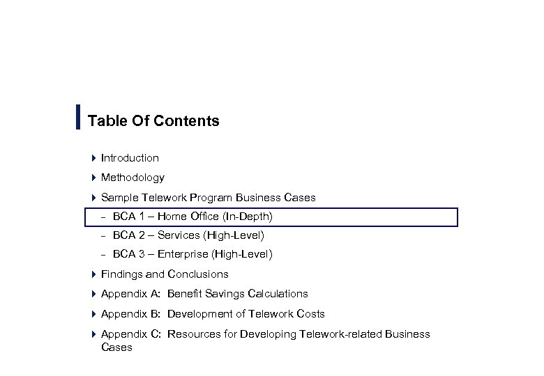 Table Of Contents 4 Introduction 4 Methodology 4 Sample Telework Program Business Cases –